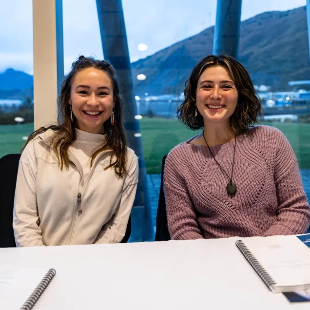 Two smiling woman ready to give an interview